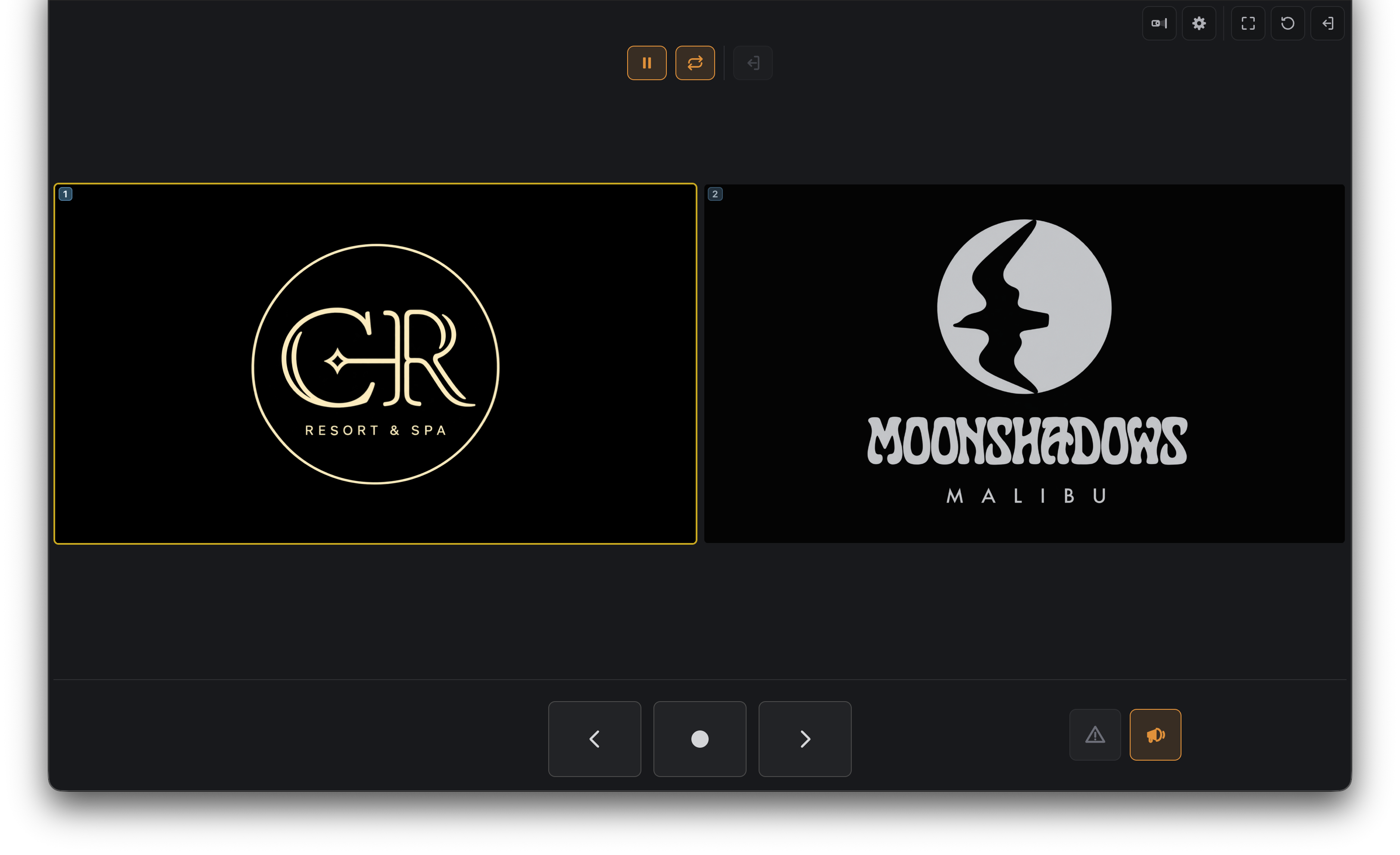 Cue Fury interface for running advertisements before a show or during intermission.